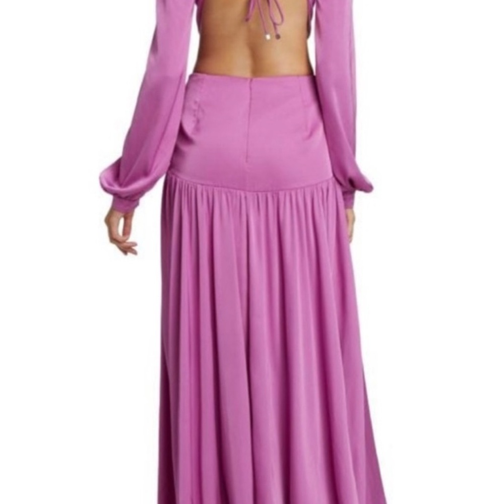 PatBO Pink Asymmetrical Ruffled Wrap Gown - Picture 3 of 6